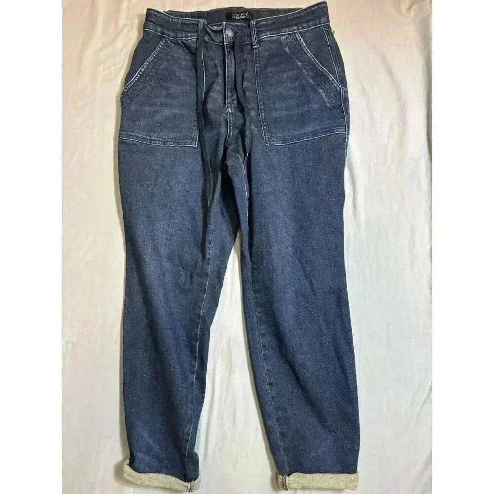 Judy Blue Dark Wash Blue Drawstring Jeans